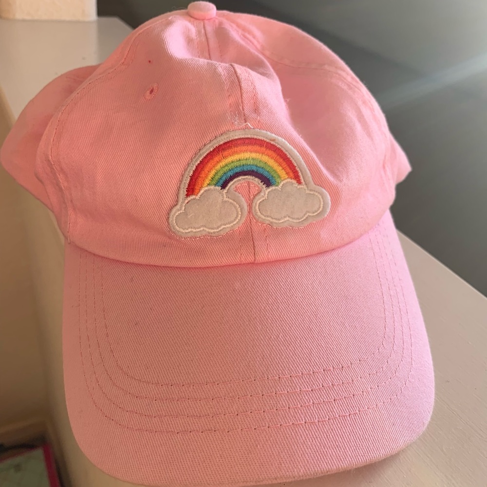 Pink cap with rainbow